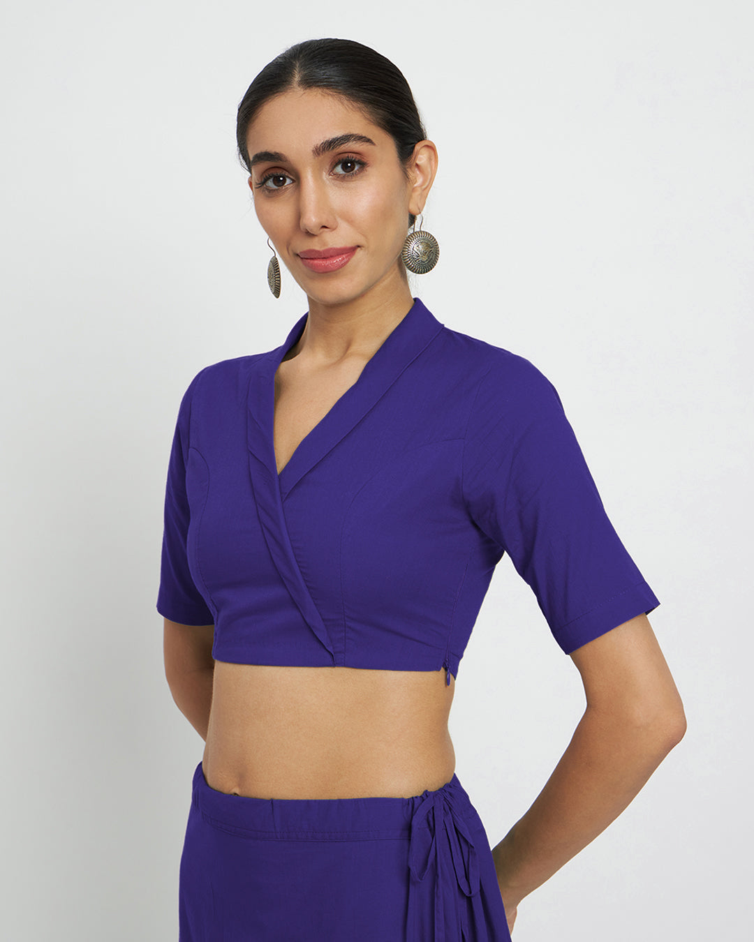 Aurora Purple Wrap Fusion Blouse