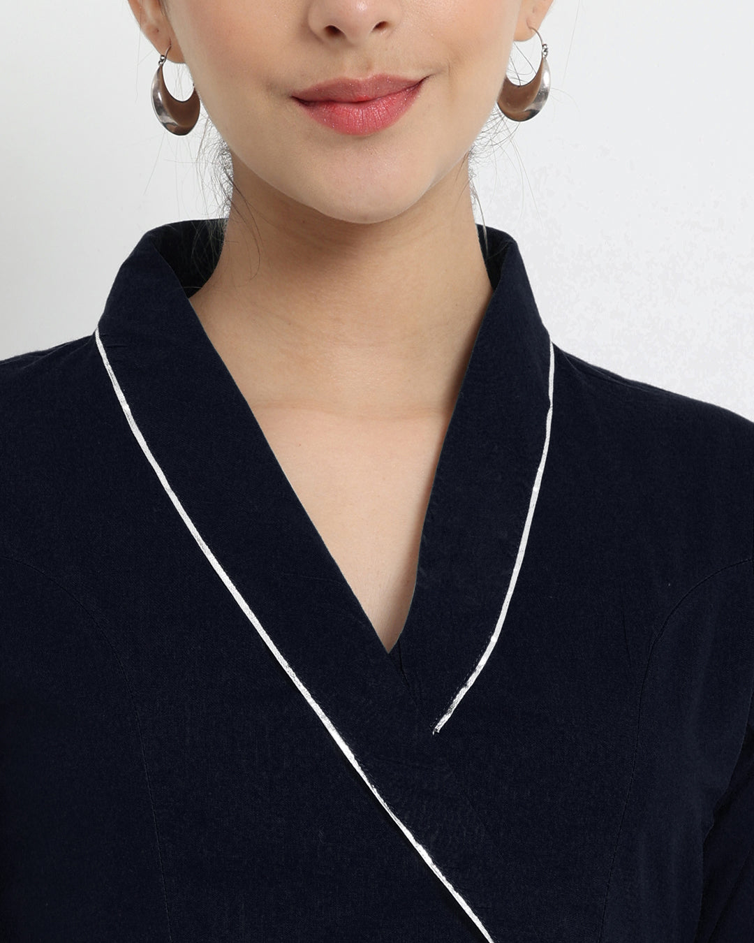 Midnight Blue Royal Wrap Fusion Blouse