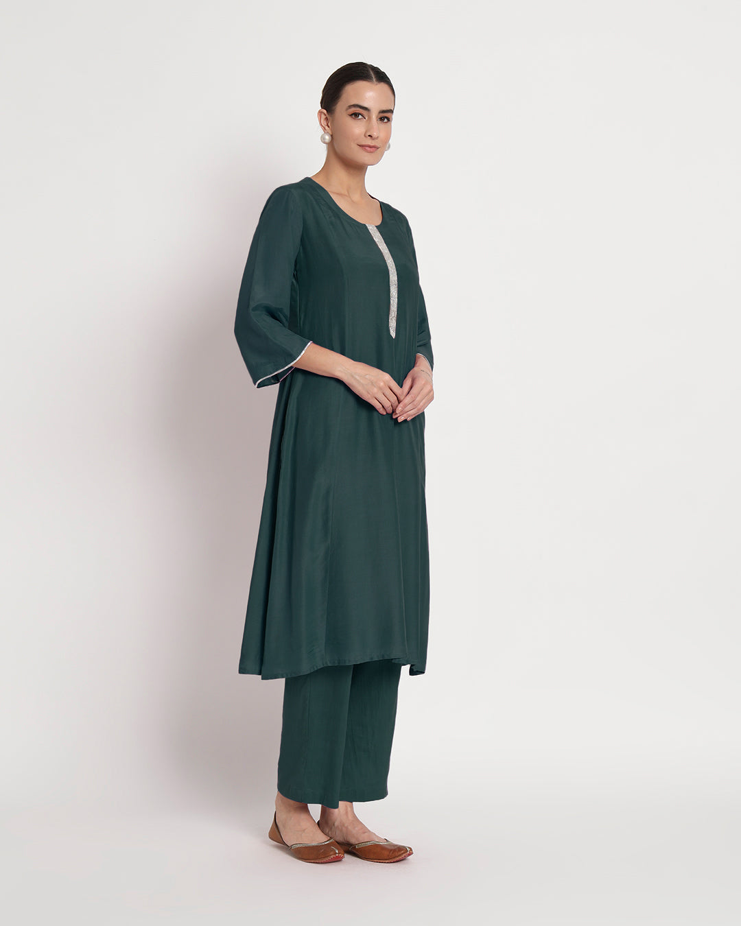 Deep Teal Royal Hand Embroidered Gala Co-ord Set