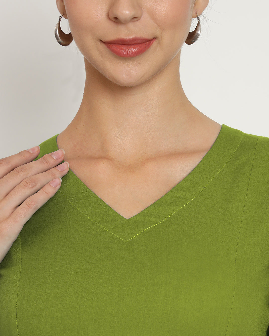 Sage Green Backstory V Neck Blouse