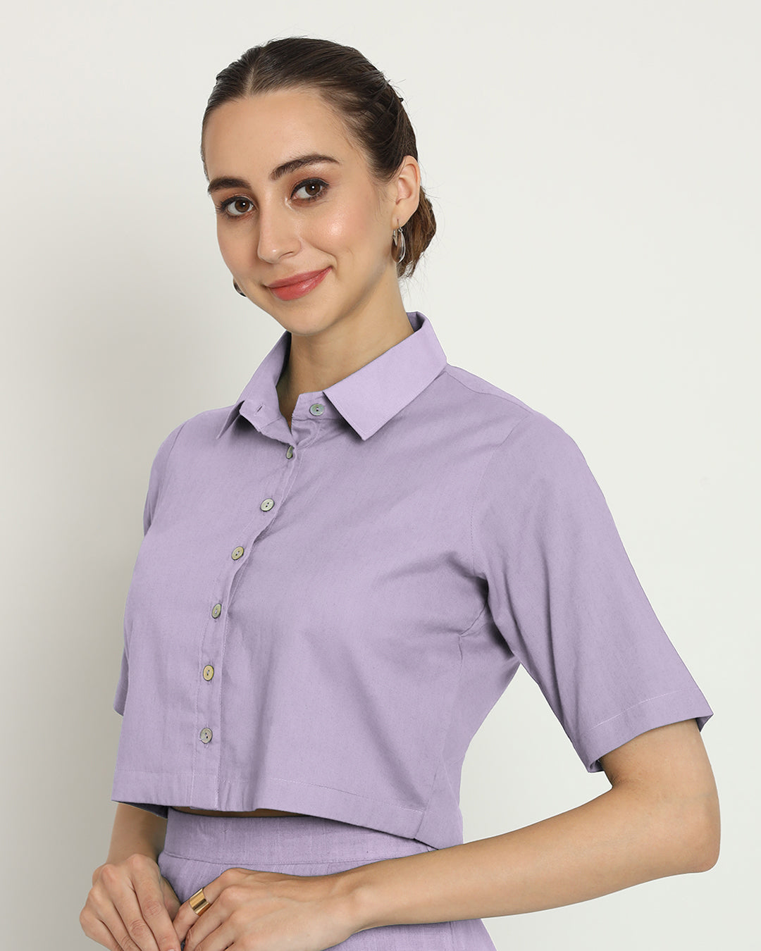 Lilac Cropped Shirt Blouse