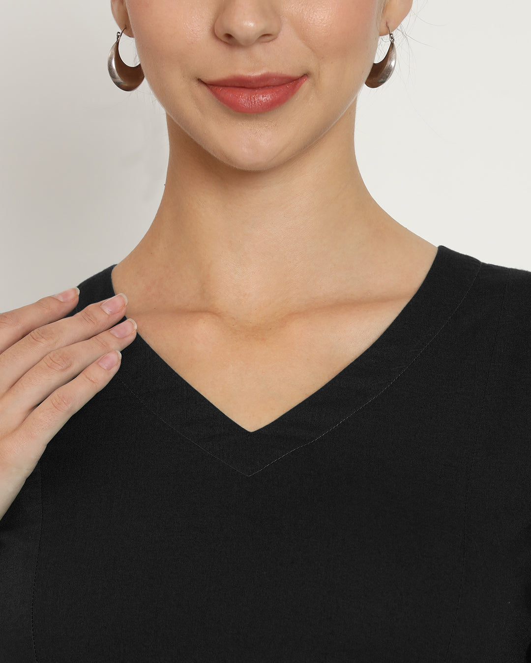 Classic Black Backstory V Neck Blouse