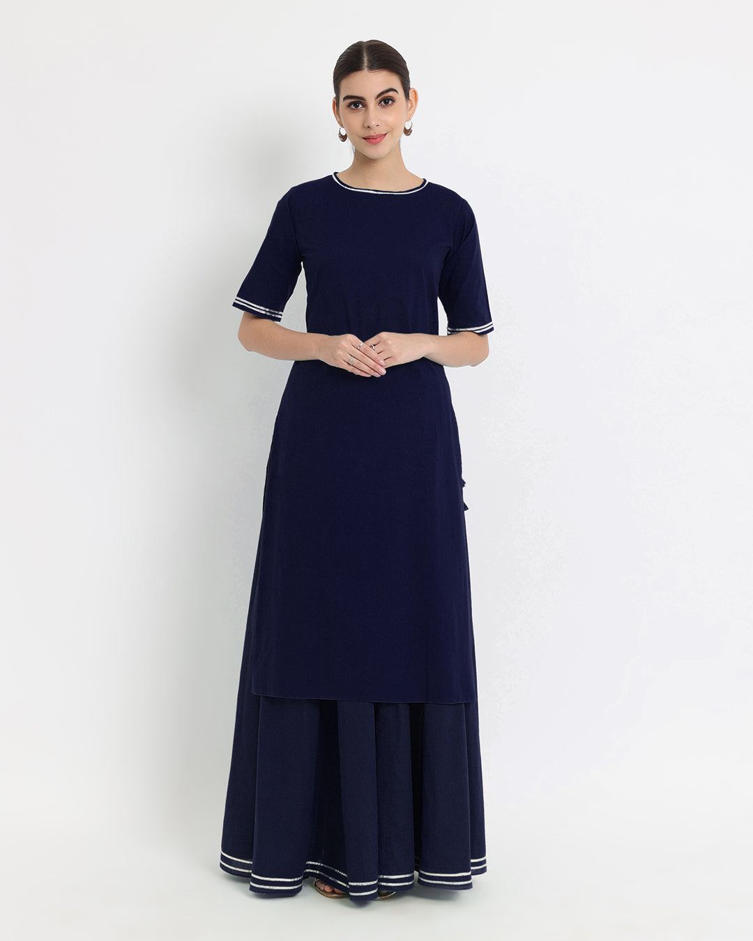 Mindnight Blue Circle Cut Kurta Co-ord Set