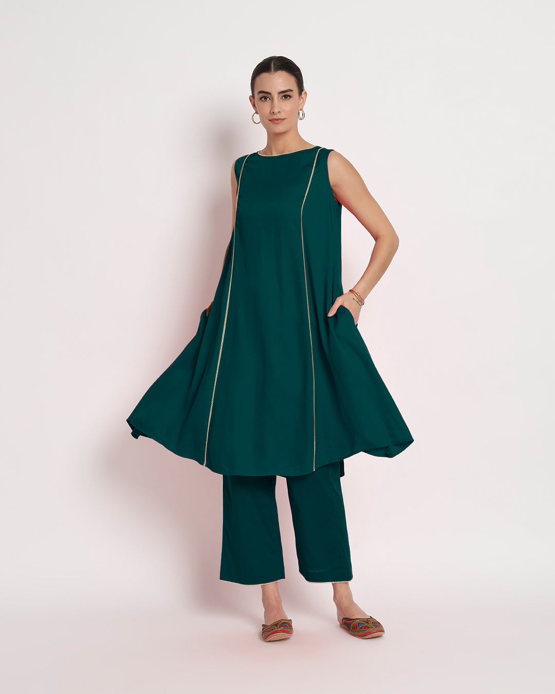 Deep Teal Whimsy Gala Flared Co-ord Set