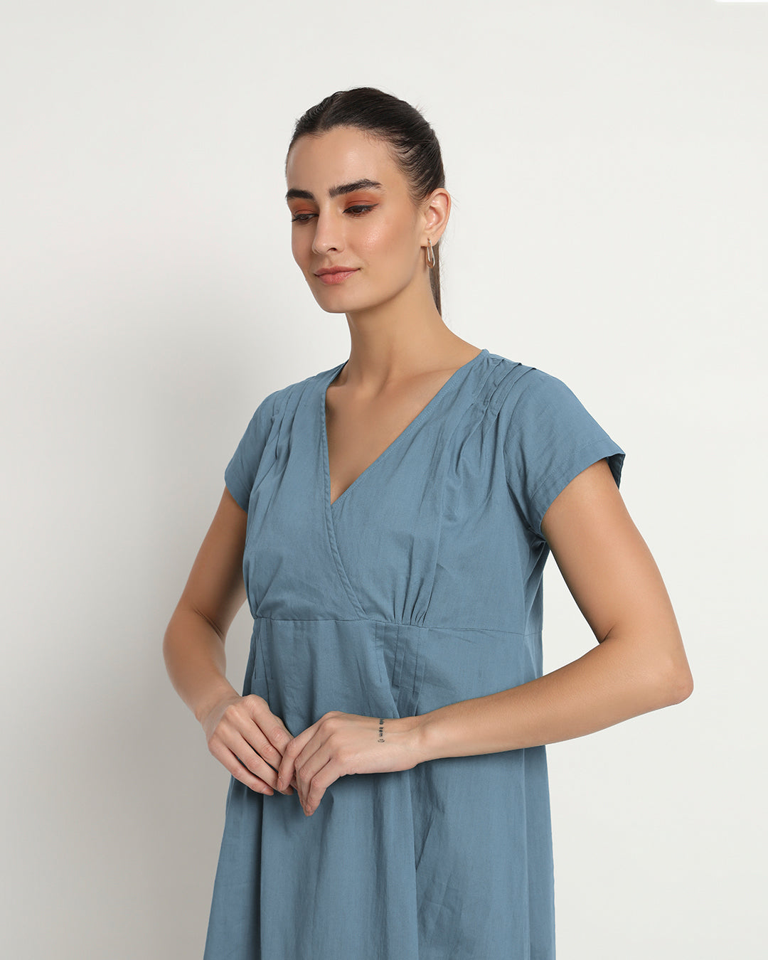 Blue Dawn Voguish Verve V Neck Dress