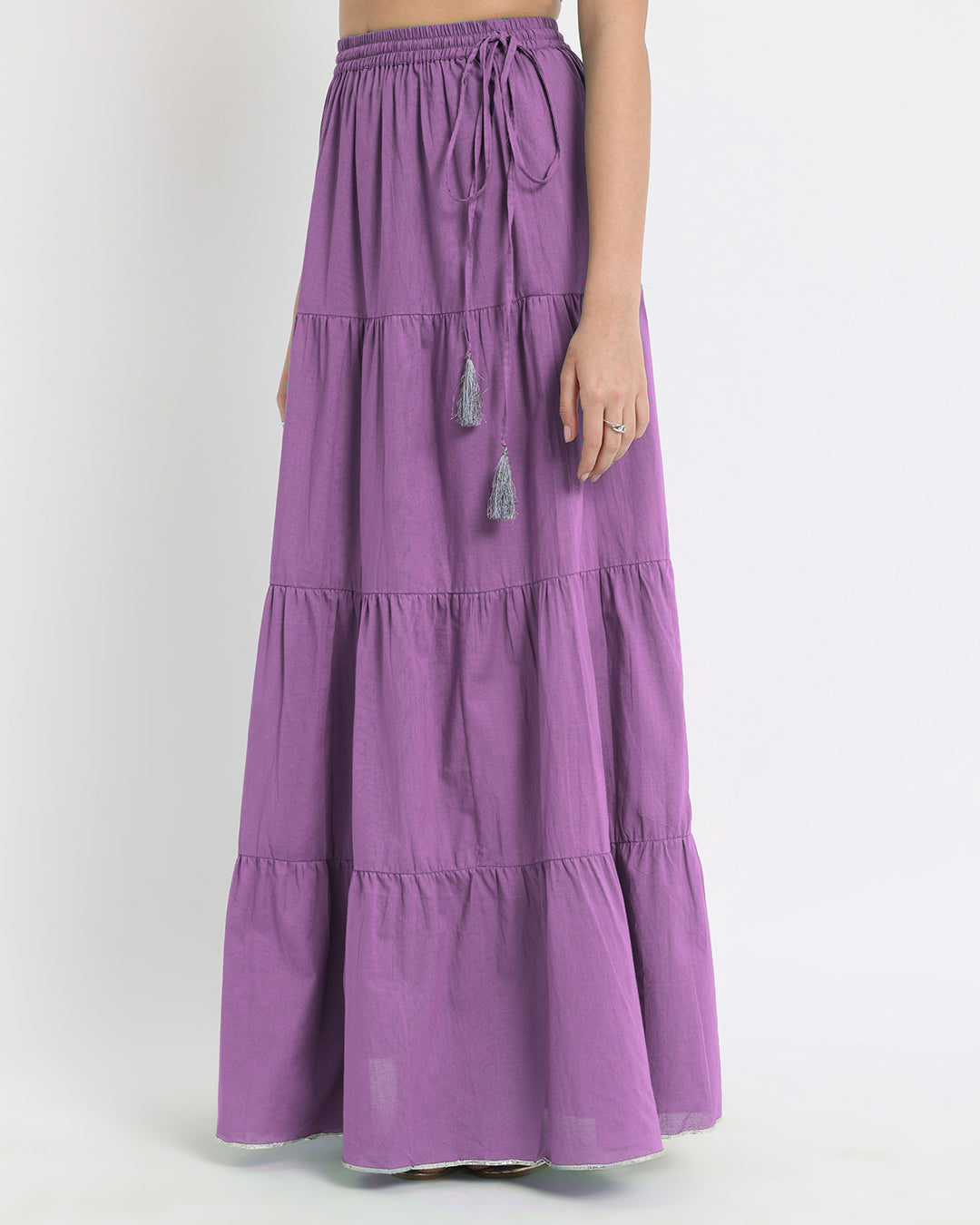 Wisteria Purple Tiered Lace Royal Wrap Fusion Co-ord Set