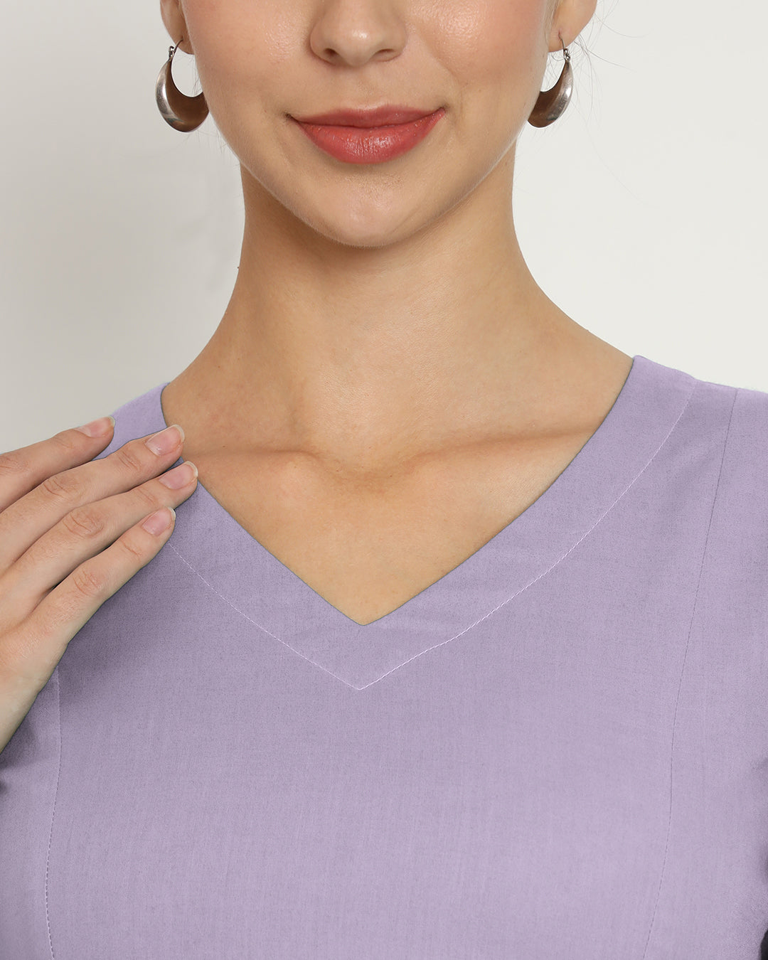 Lilac Backstory V Neck Blouse