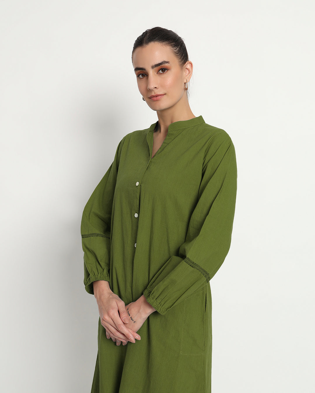 Greening Spring Modish Elegance Notch Neck Solid Co-ord Set
