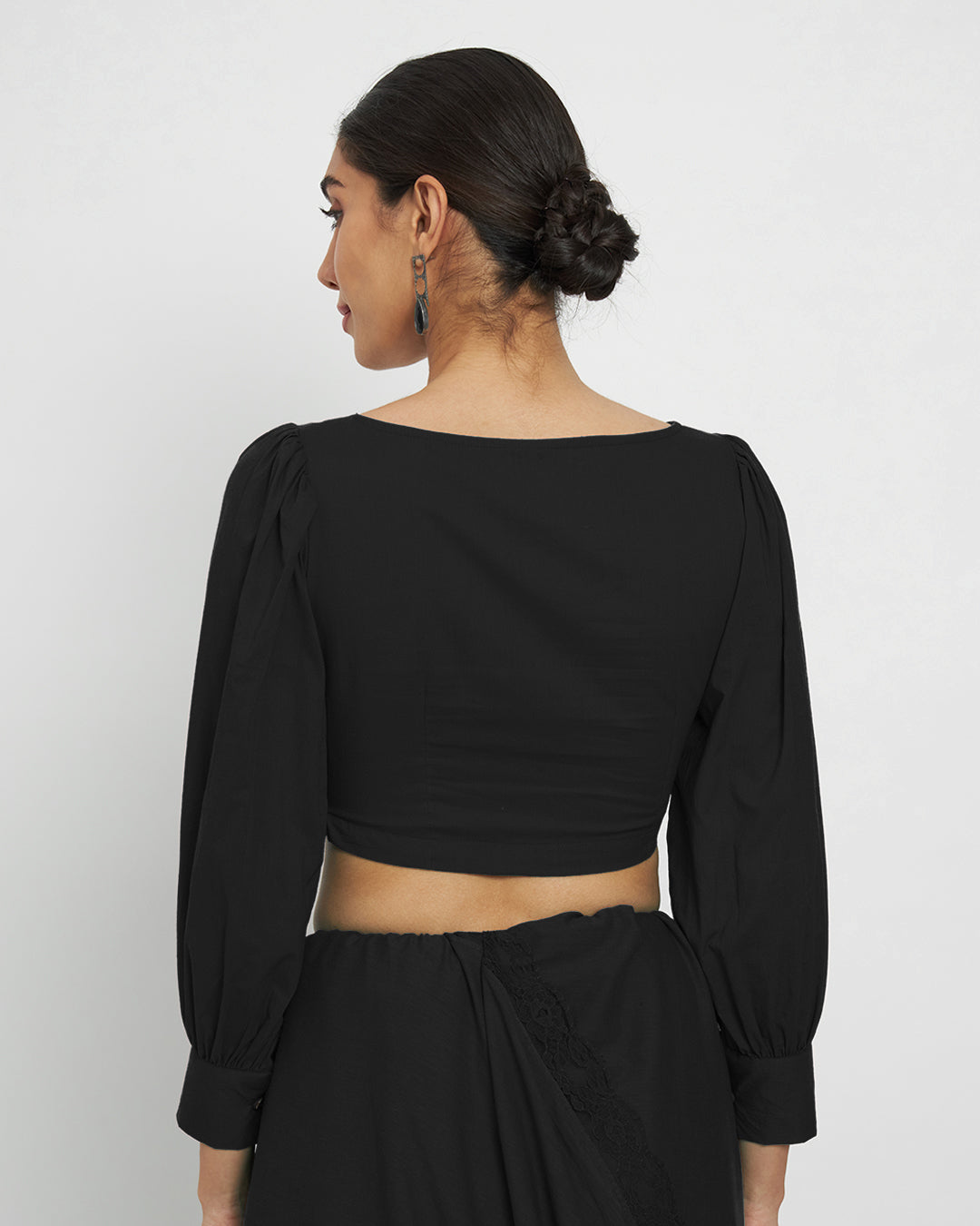 Combo: Classic Black & Midnight Blue Squared Sleekness Blouse- Set of 2