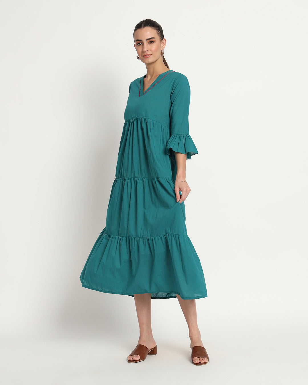 Green Gleam Flounce & Flow Maxi Dress
