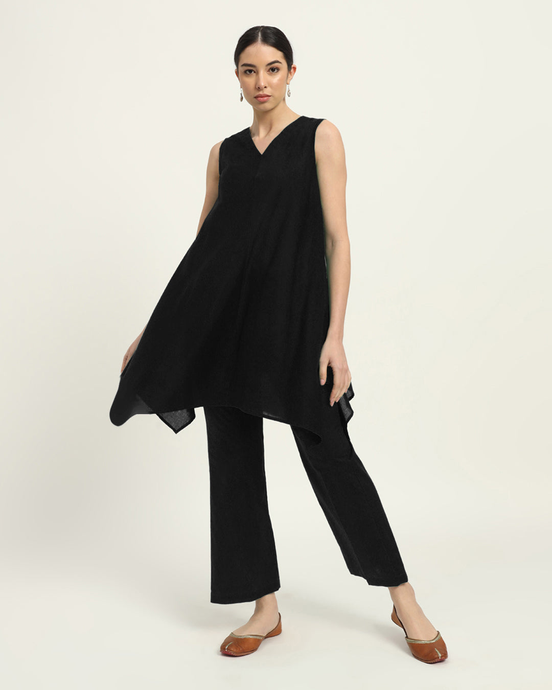 Combo: Black & Iced Grey Midsummer Dream Solid Kurta