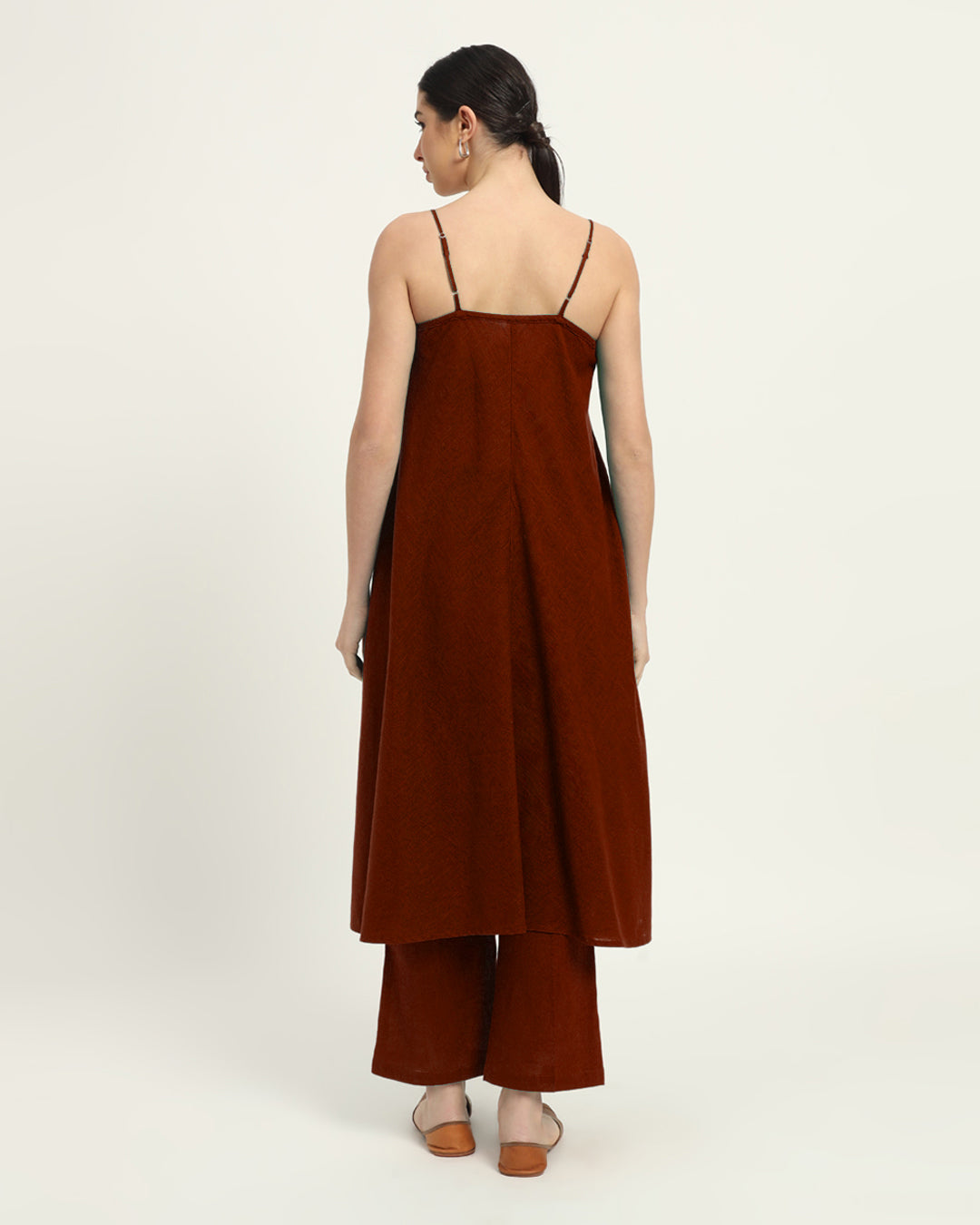 Combo: Beige & Russet Red Leisurely Affair Spaghetti Solid Kurta