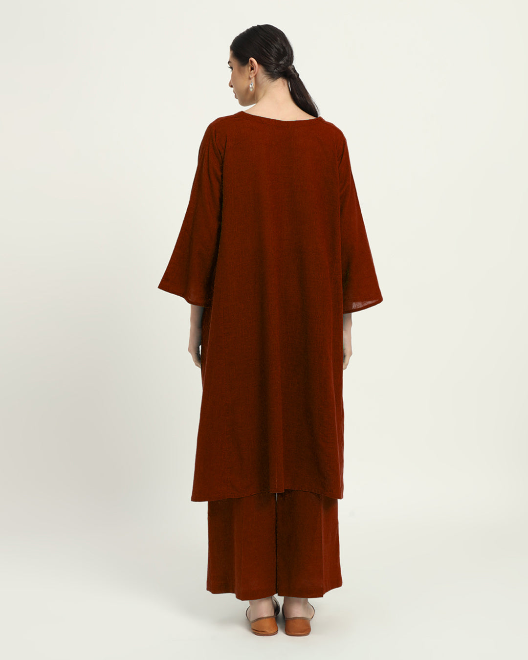 Combo: Beige & Russet Red Royal Resonance Kalidar Solid Kurta