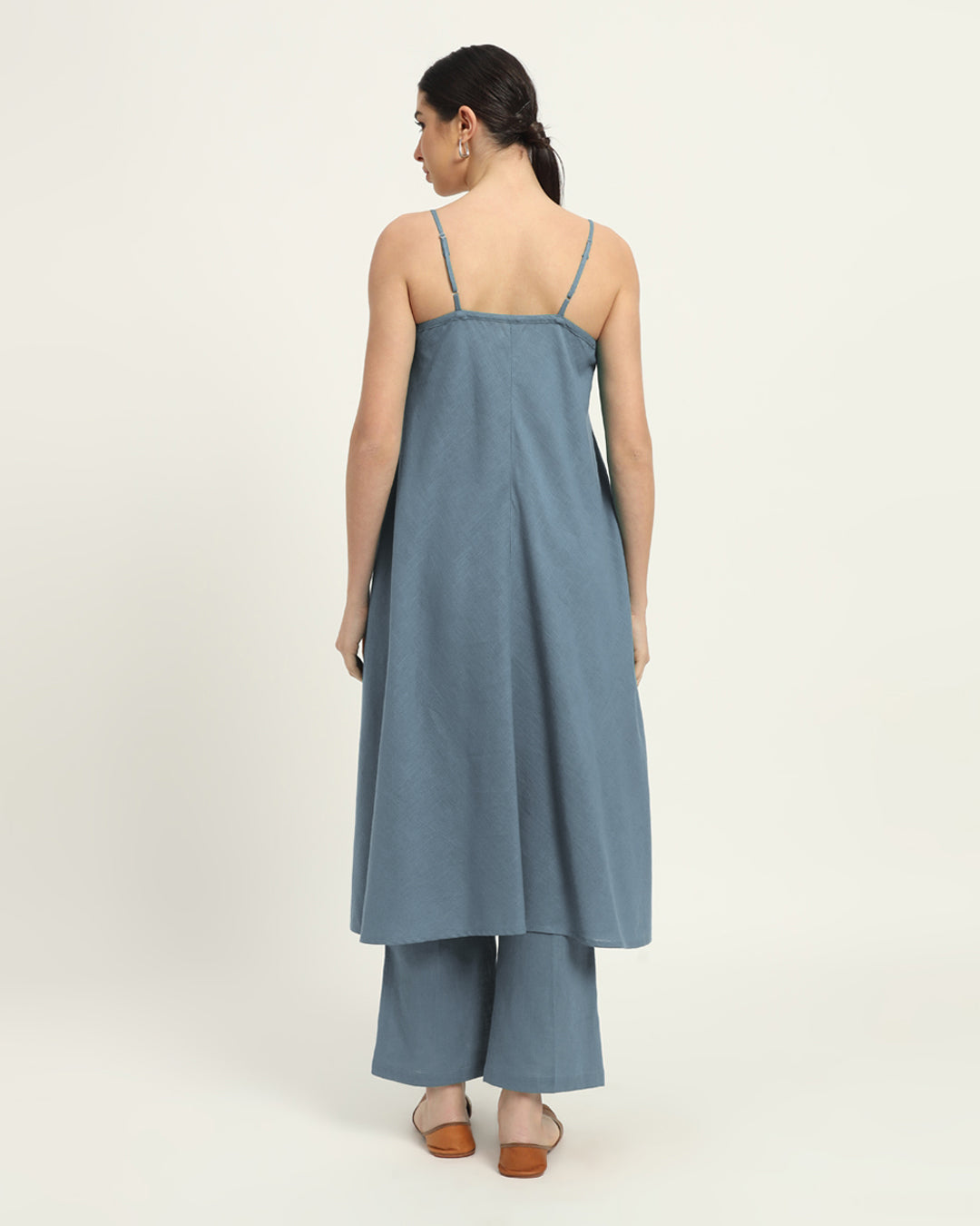 Combo: Blue Dawn & Iced Grey Leisurely Affair Spaghetti Solid Kurta
