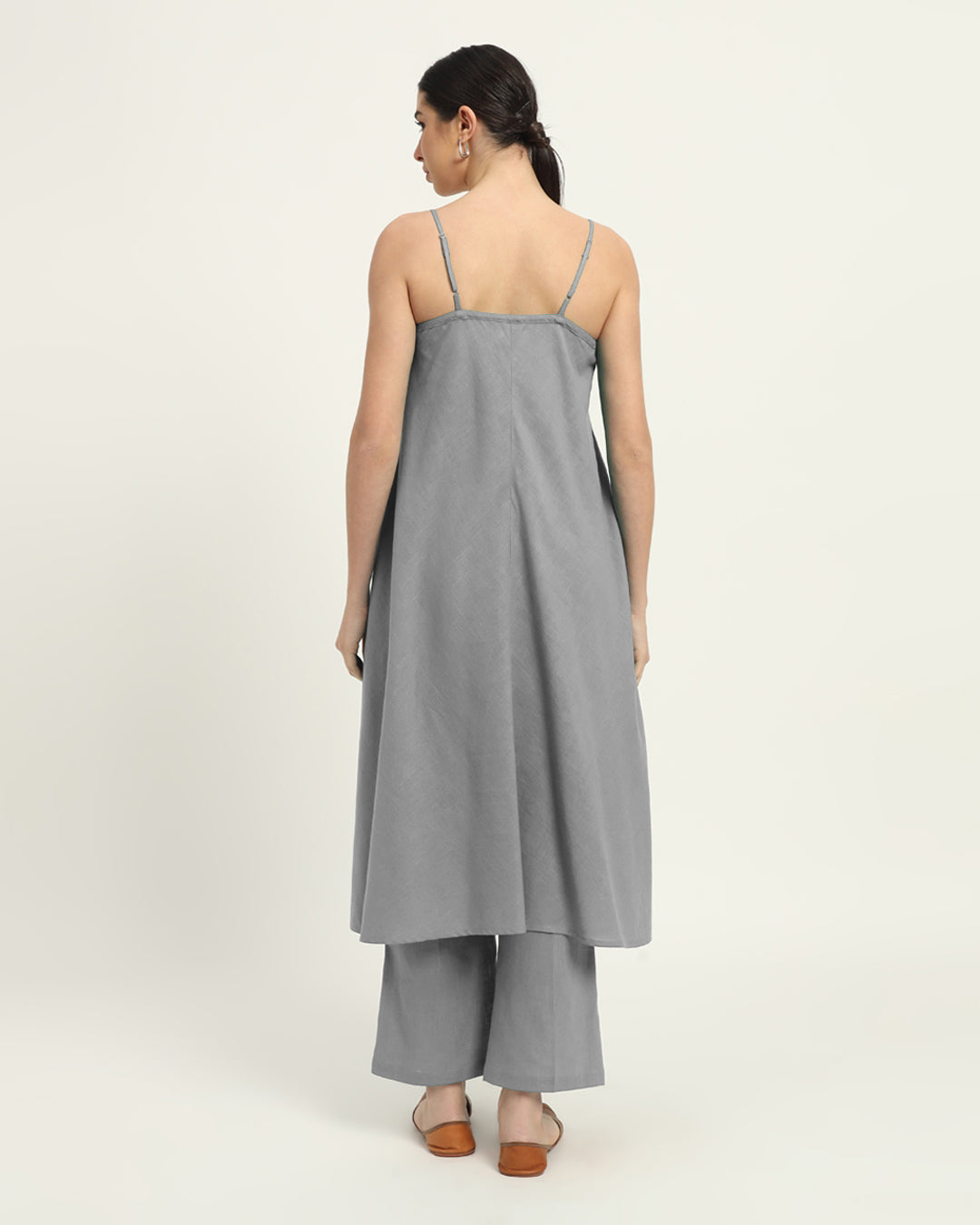 Combo: Iced Grey & Queen's Gulabi Leisurely Affair Spaghetti Solid Kurta