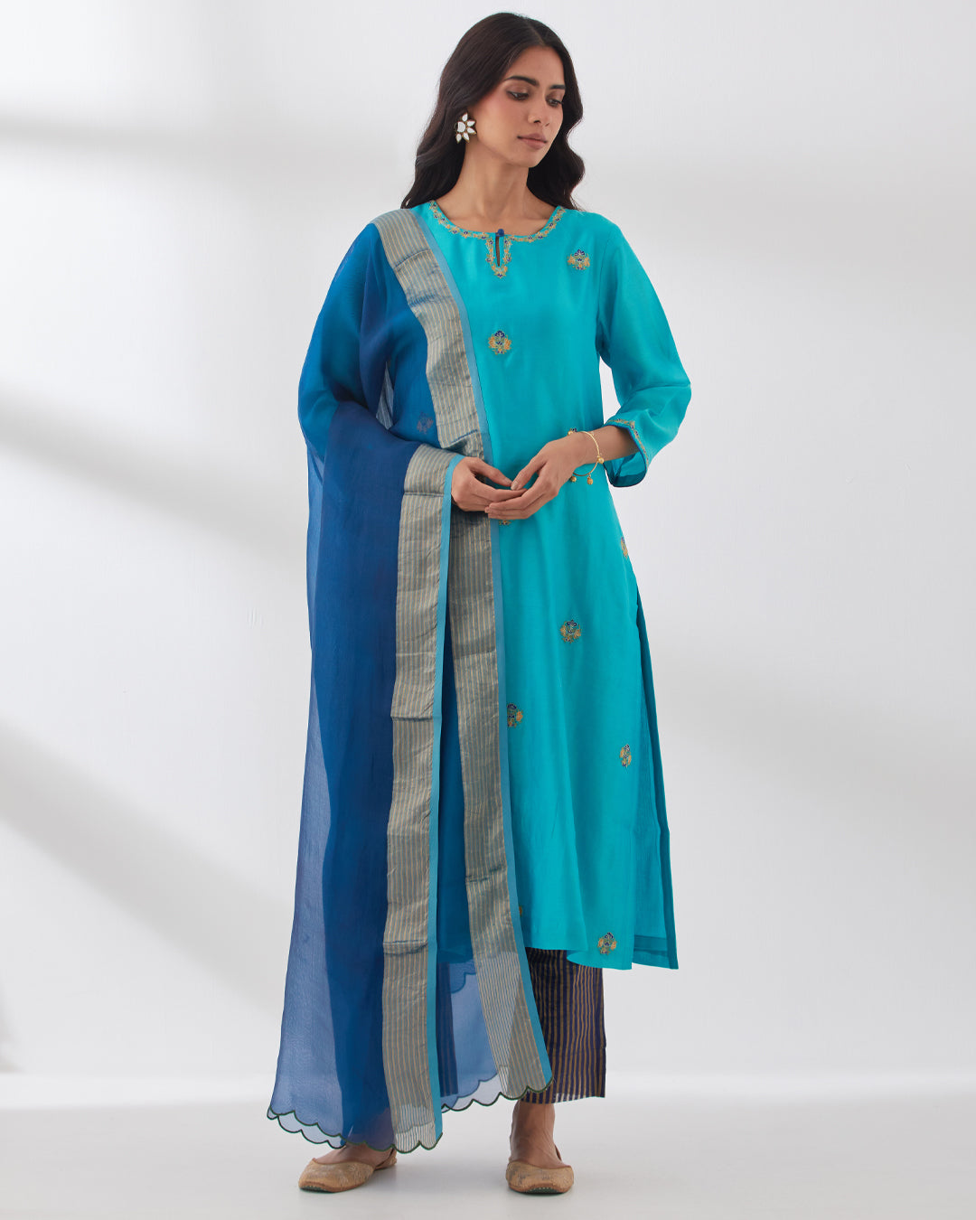 Festive Airy Azure Radiance Chanderi Dupatta