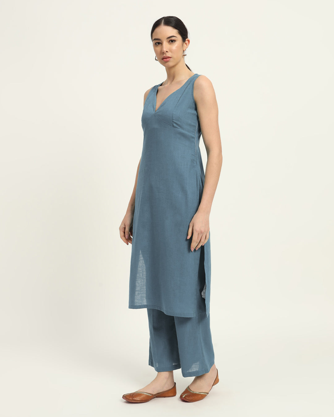 Combo: Blue Dawn & Sage Green Modern Muse Sweetheart Solid Kurta