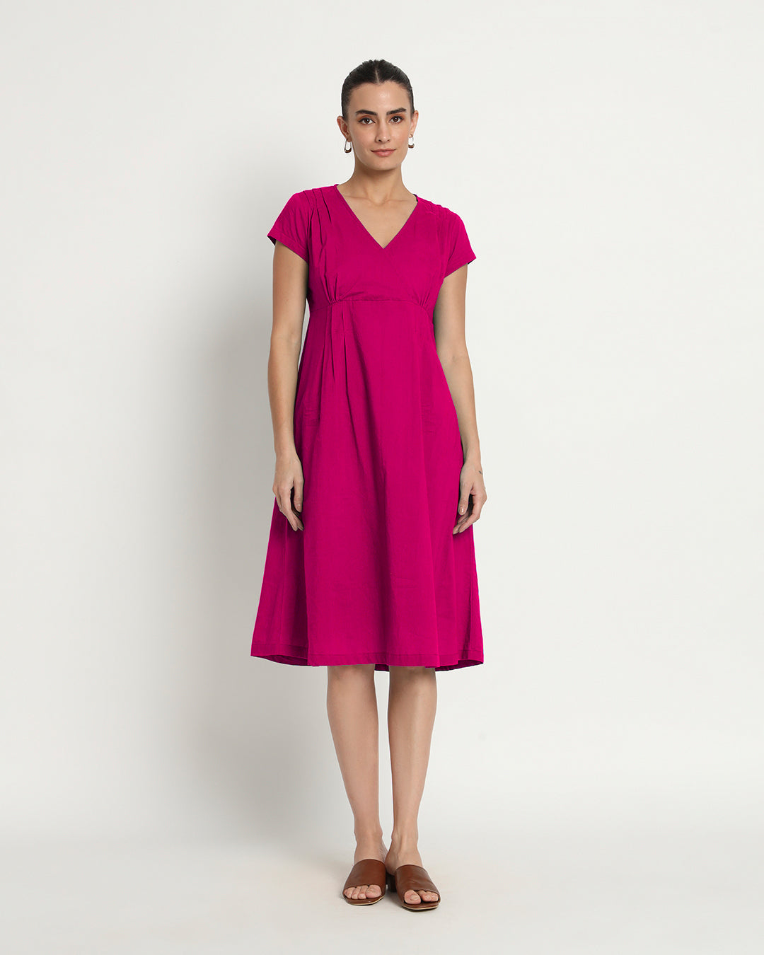 Queen's Gulabi Voguish Verve V Neck Dress