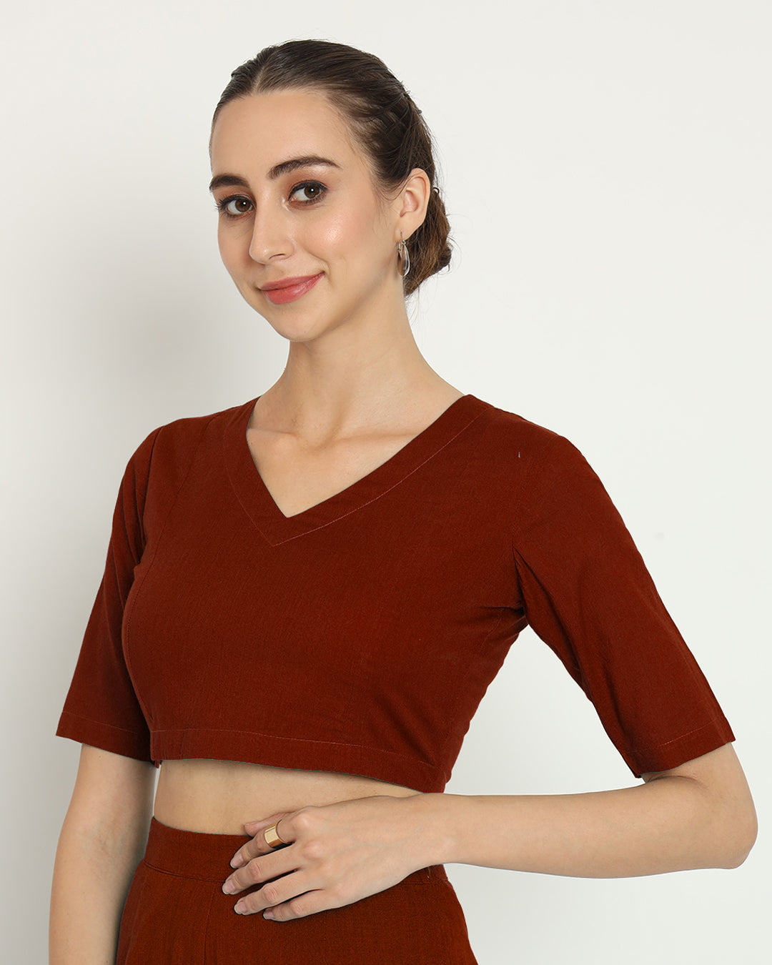 Russet Red Backstory V Neck Blouse