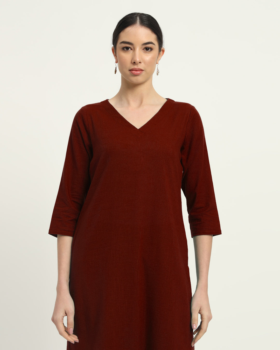 Russet Red Verve & Versatility Kurta (Without Bottoms)