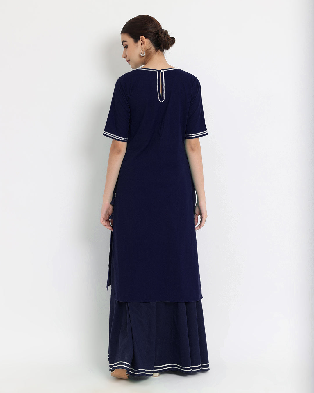 Mindnight Blue Circle Cut Kurta Co-ord Set