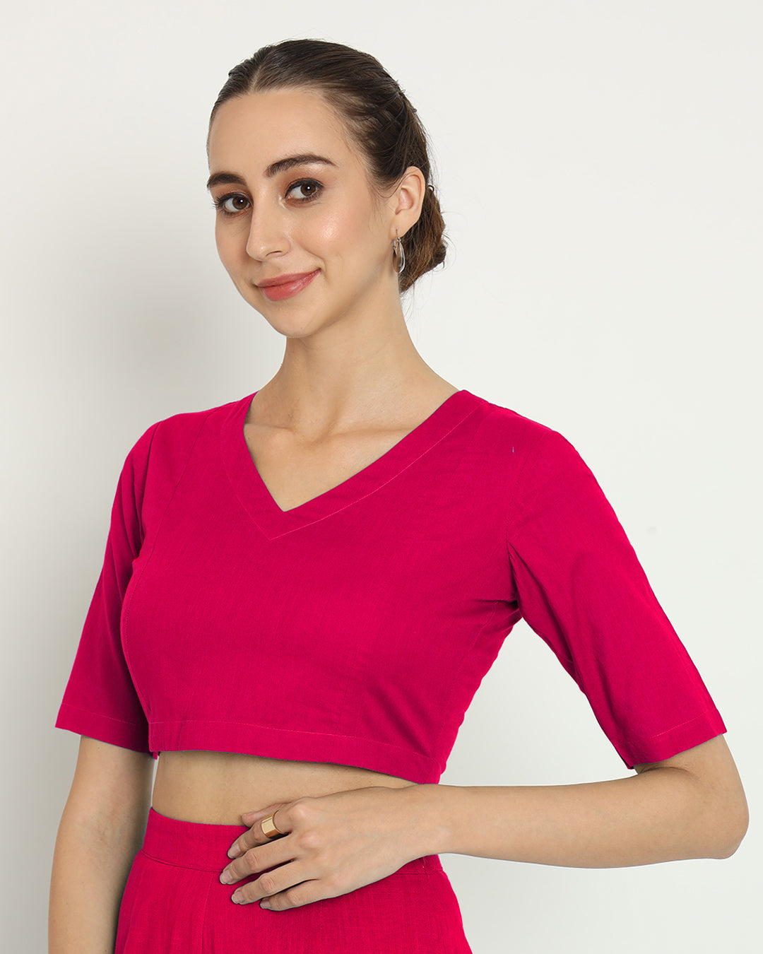 Queen's Gulabi Backstory V Neck Blouse