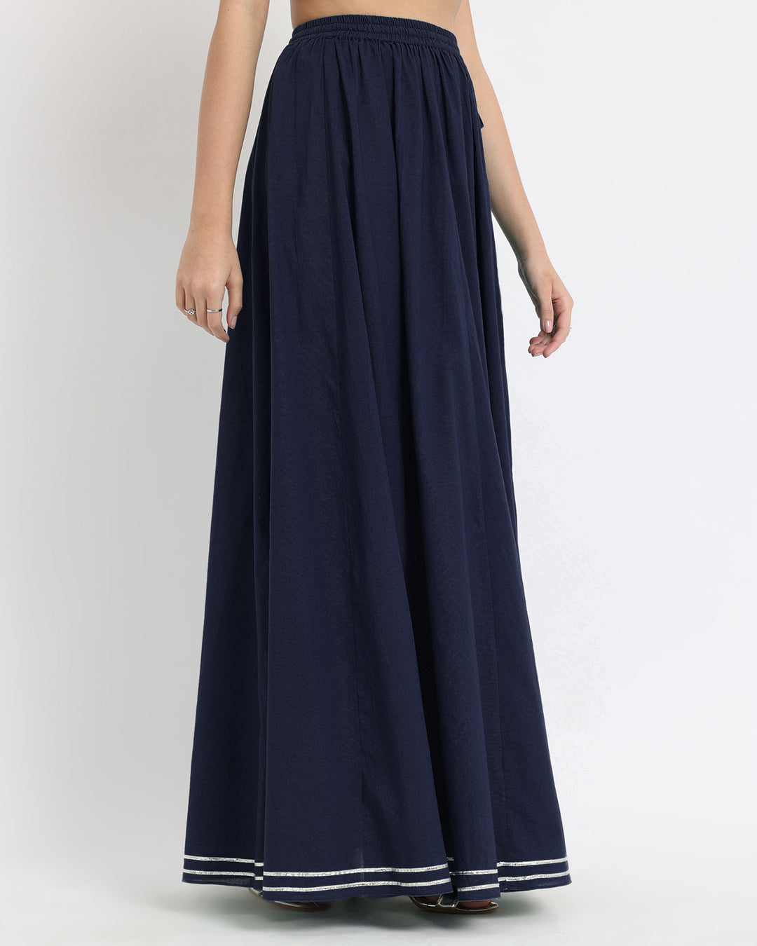 Midnight Blue Circle Cut Royal Wrap Fusion Co-ord Set
