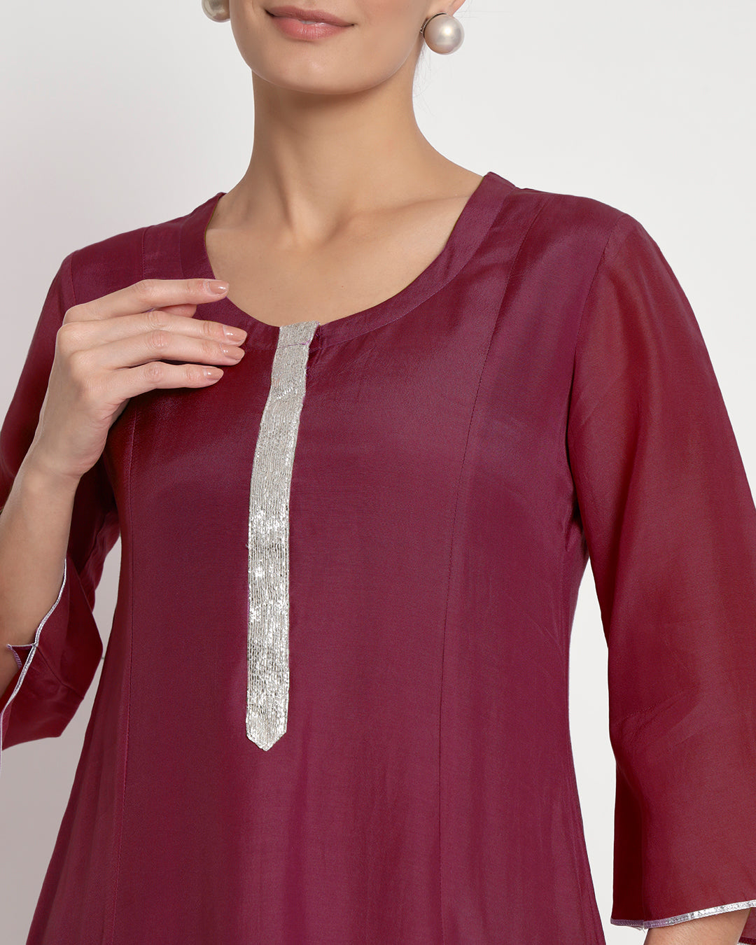 Russet Red Royal Hand Embroidered Gala Co-ord Set