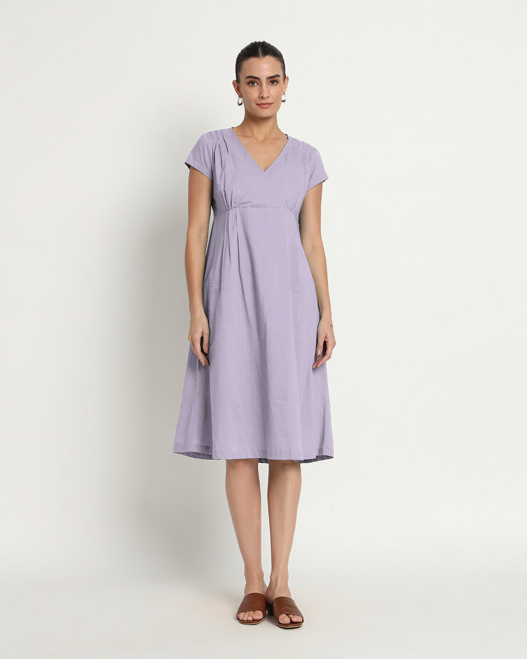 Lilac Voguish Verve V Neck Dress