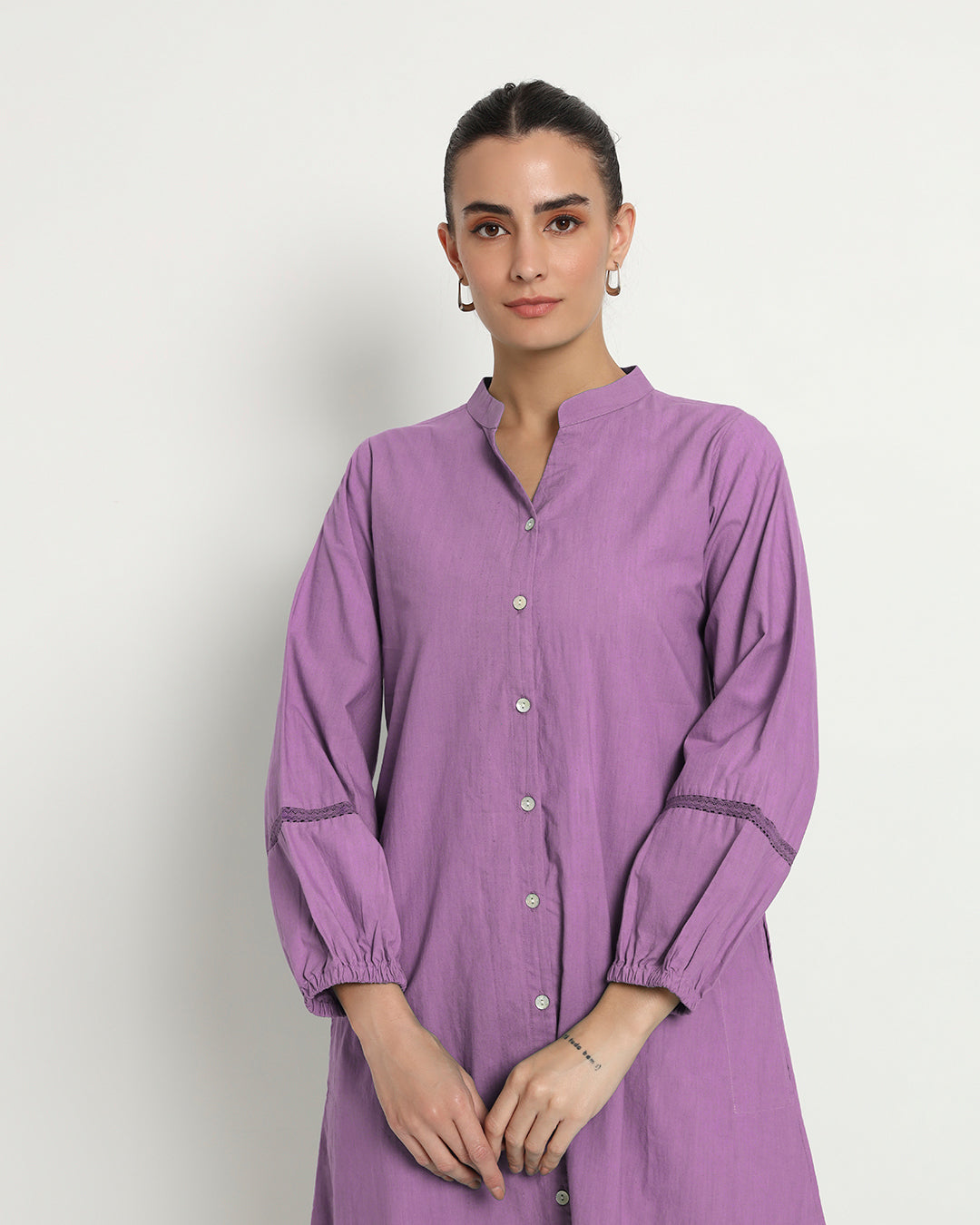 Wisteria Purple Modish Elegance Notch Neck Dress