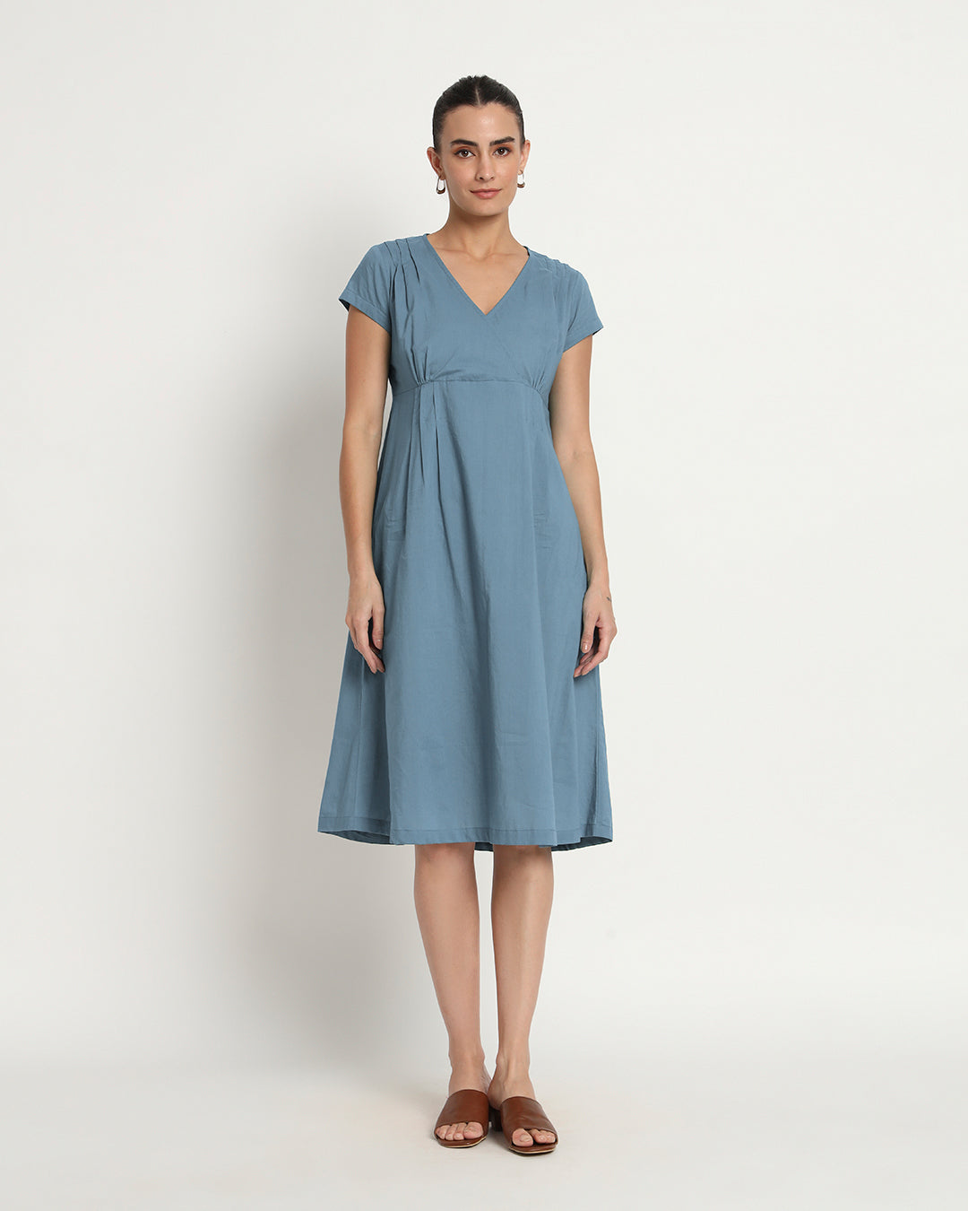 Blue Dawn Voguish Verve V Neck Dress