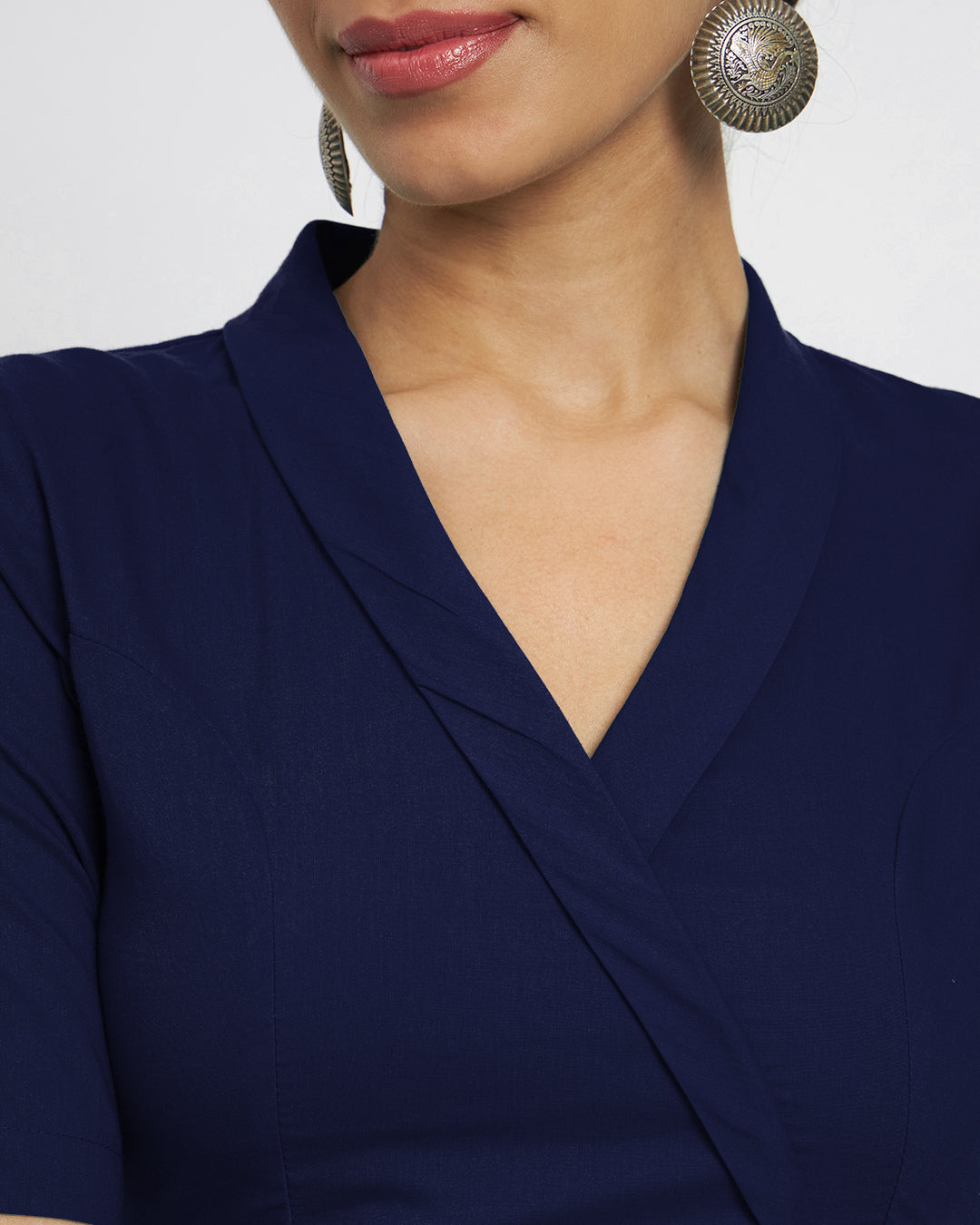 Combo: Classic Black & Midnight Blue Wrap Fusion Blouse- Set of 2