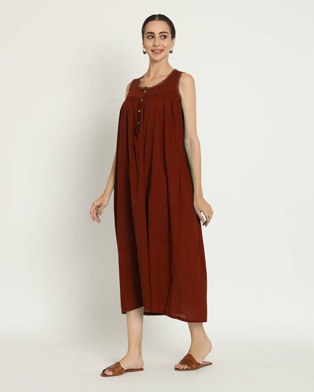 Combo: Russet Red & Iris Pink Moonlight Mirage Nightdress- Set Of 2