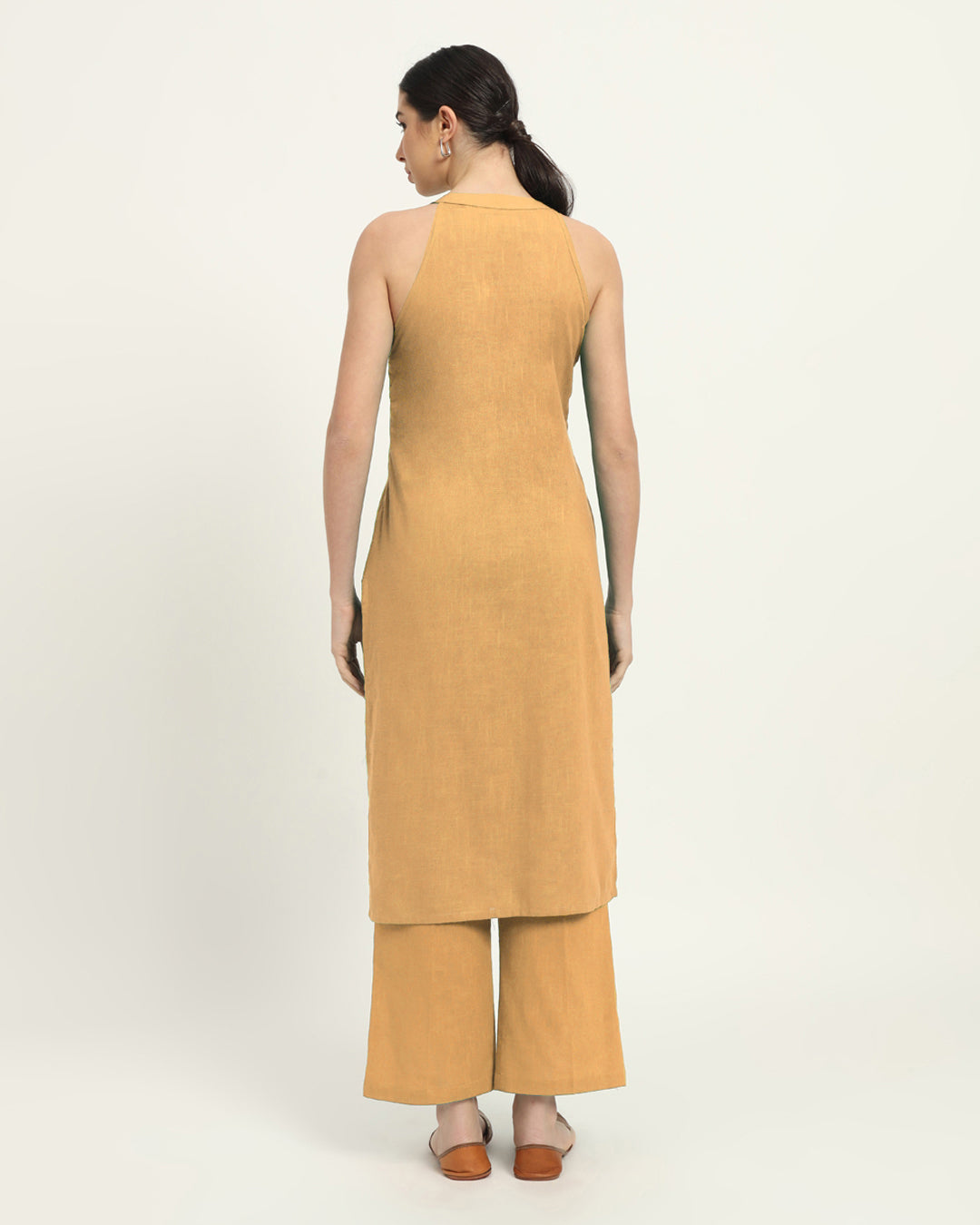 Combo: Beige & Blue Dawn Mermaid Button Down Solid Kurta