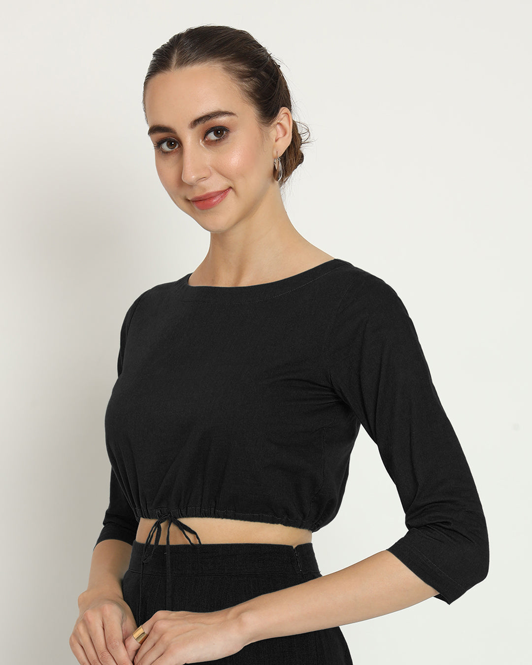Classic Black Flow & Tie Blouse