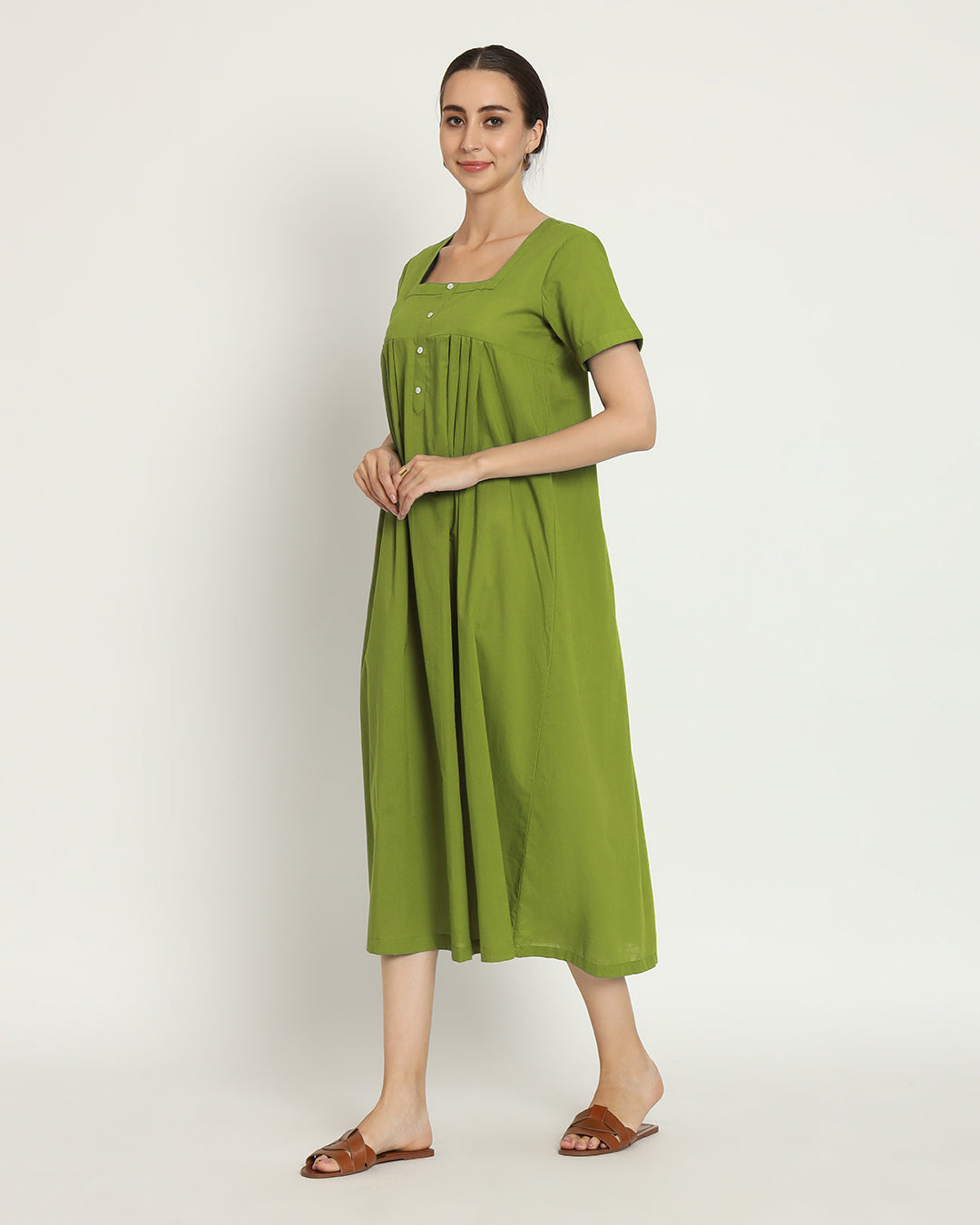 Combo: Plum Passion & Sage Green Square Neck Serenity Nightdress- Set Of 2