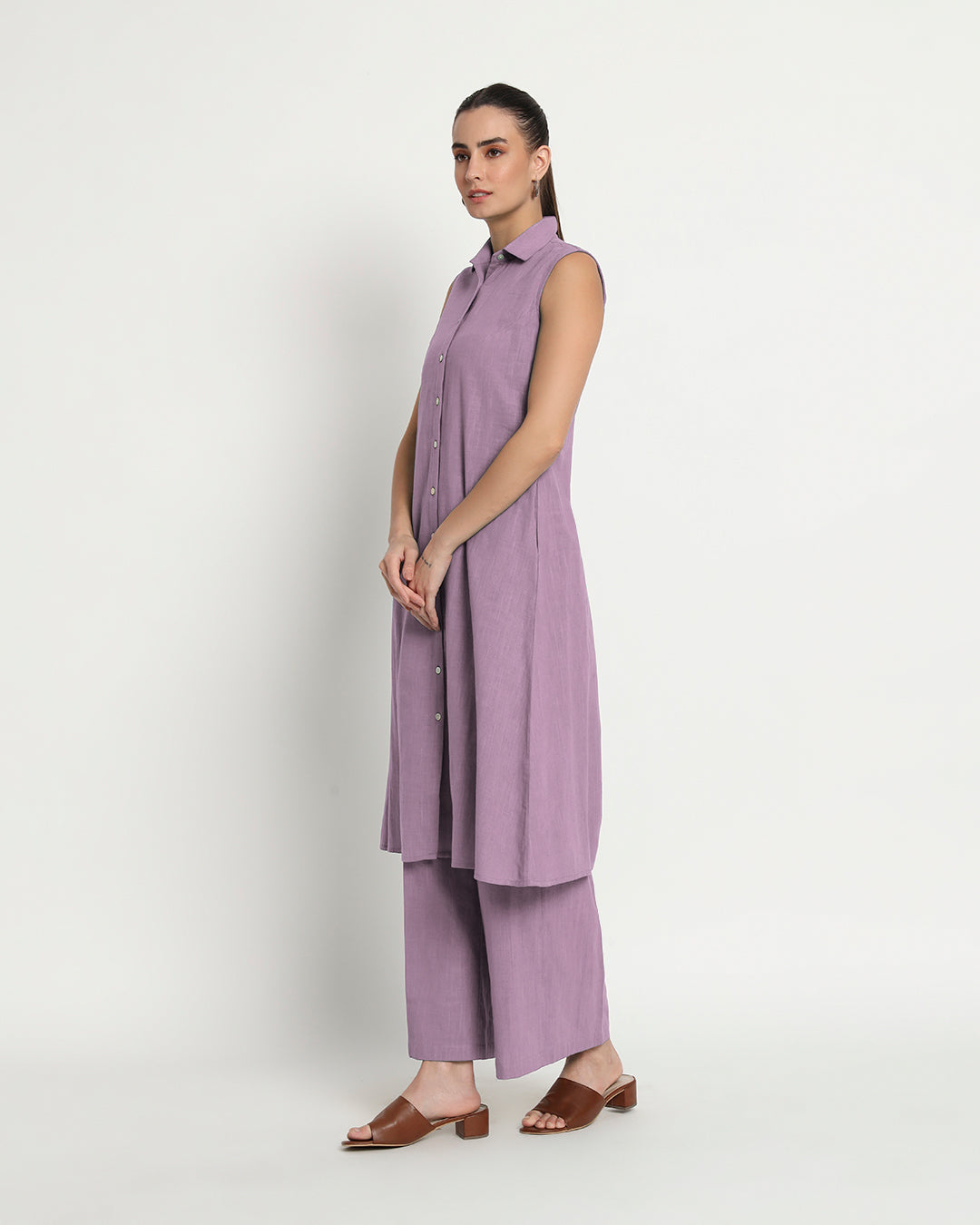 Iris Pink Artful A-Line Solid Co-ord Set