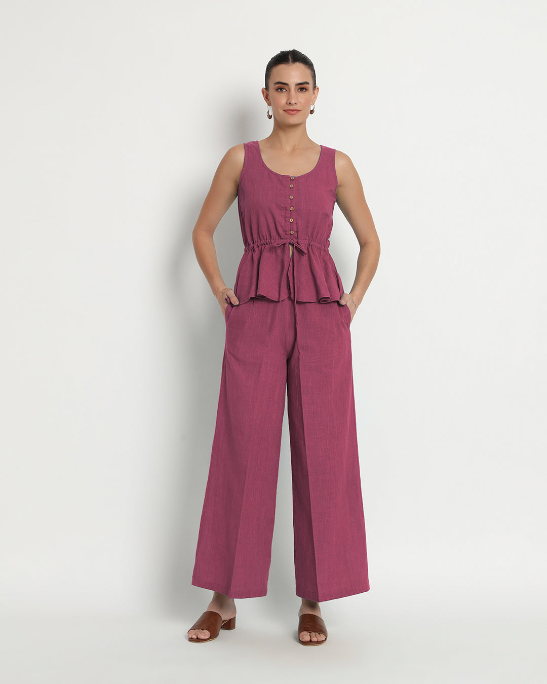 Wings of Rose Peplum Paradise Solid Co-ord Set