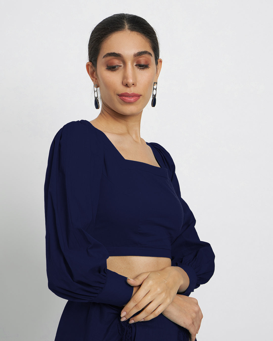 Midnight Blue Squared Sleekness Blouse