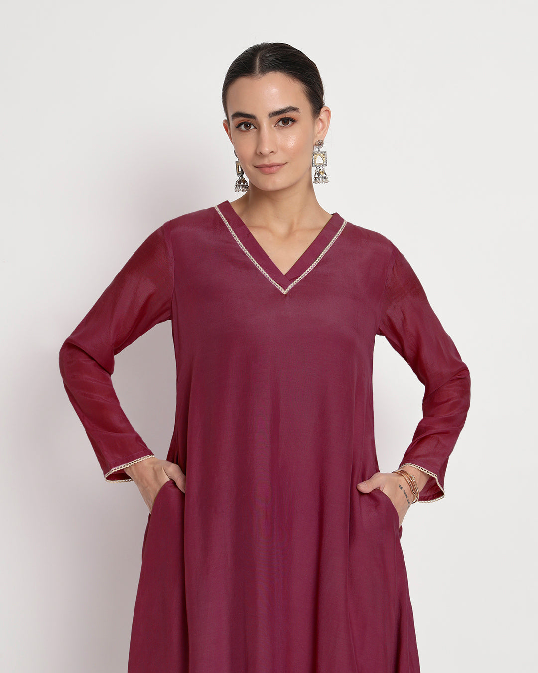 Russet Red Flowing Silk Gala Co-ord Set