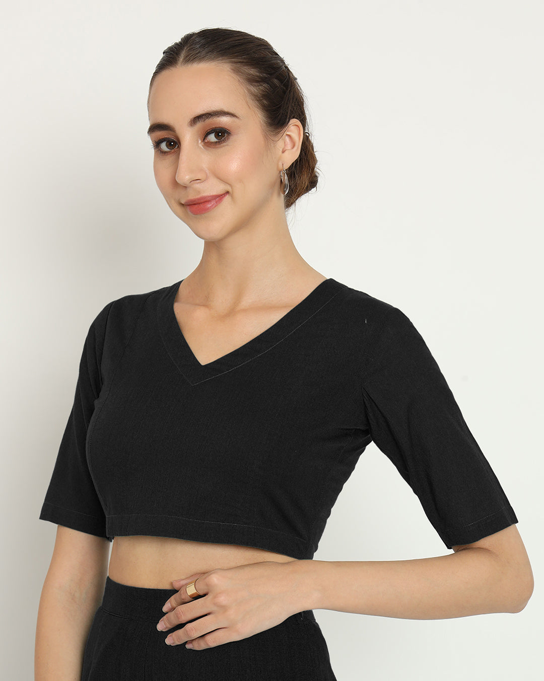 Classic Black Backstory V Neck Blouse