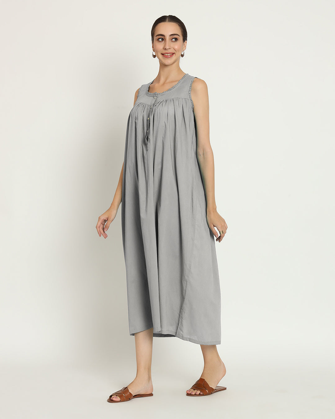 Combo: Iced Grey & Plum Passion Moonlight Mirage Nightdress- Set Of 2