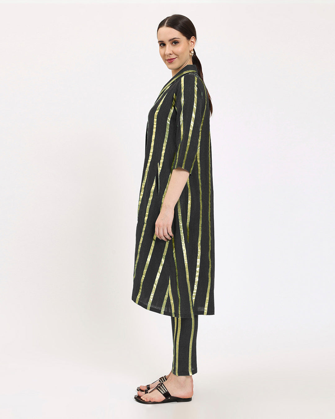 Black Glisten Boho Harmony Kurta (Without Bottom)