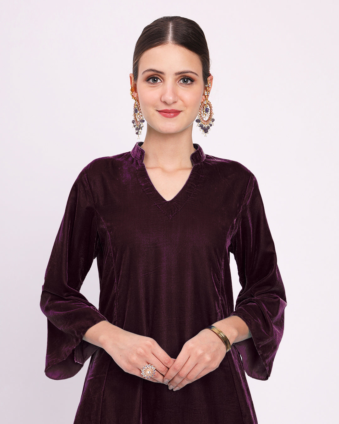Plum Passion Royal Notch Velvet Gala Co-ord Set