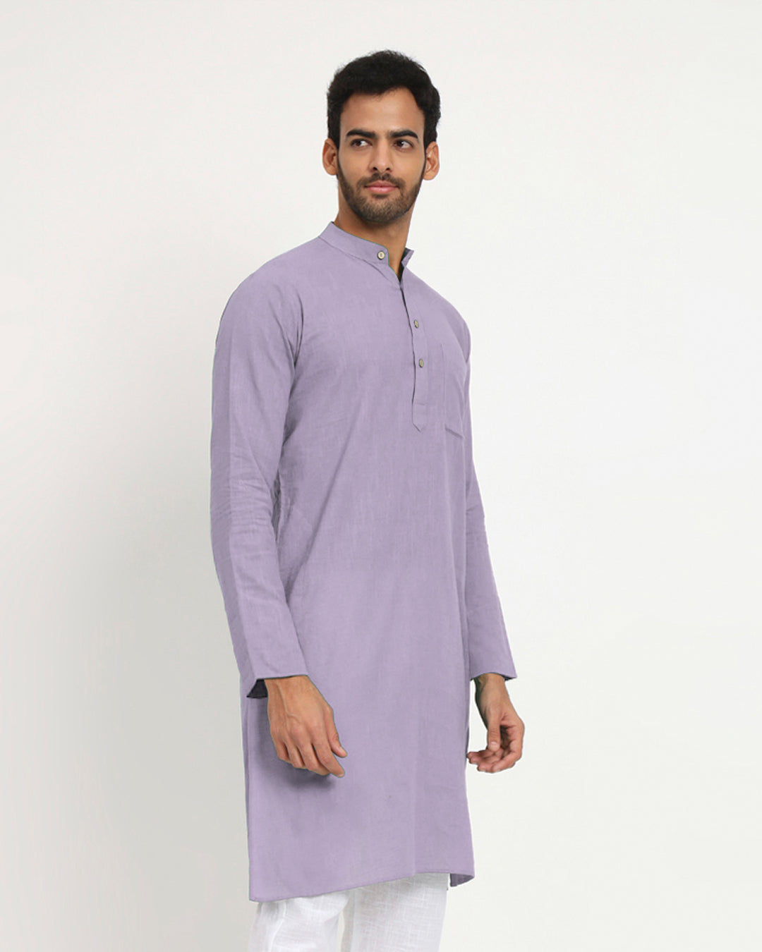 Lilac Monochromatic Mandarin Collar Men's Kurta