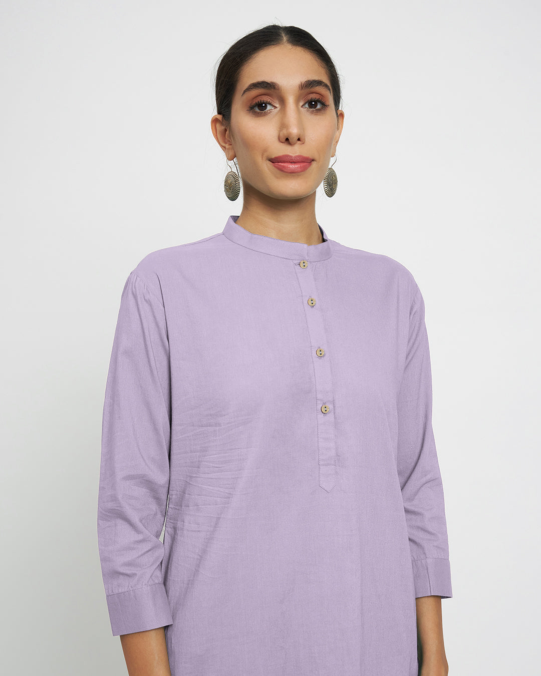 Lilac Modern Mandarin Collar Solid Co-ord Set
