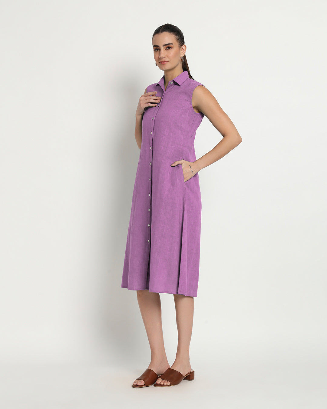 Wisteria Purple Artful A-Line Dress