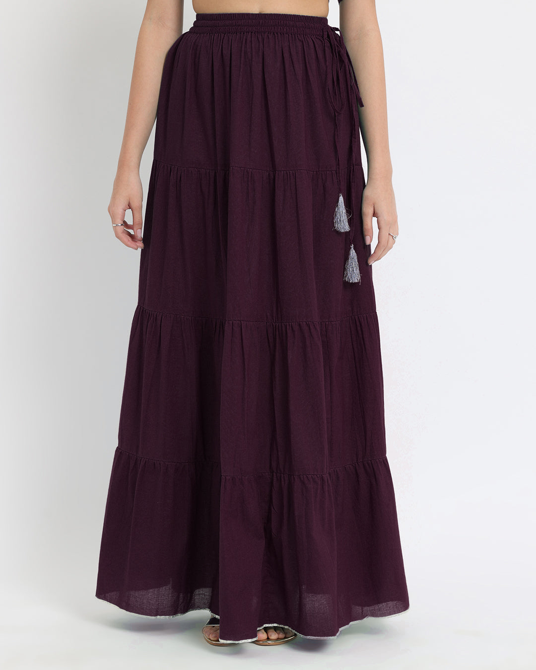 Plum Passion Tiered Lace Skirt Kurta Co-ord Set