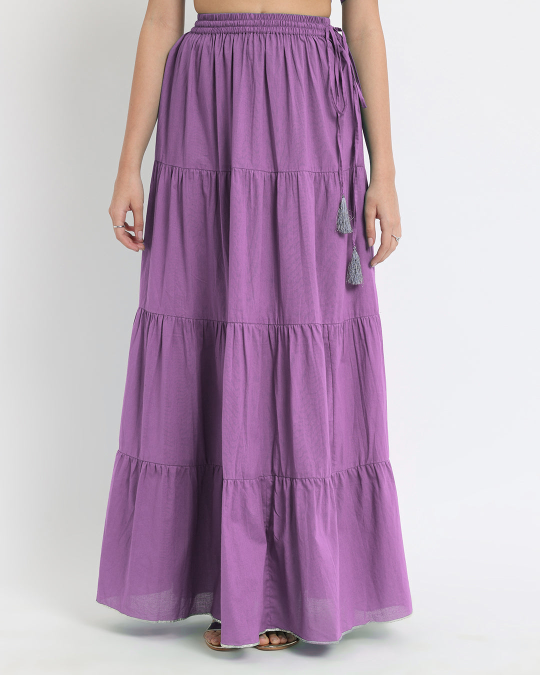 Wisteria Purple Tiered Lace Royal Wrap Fusion Co-ord Set