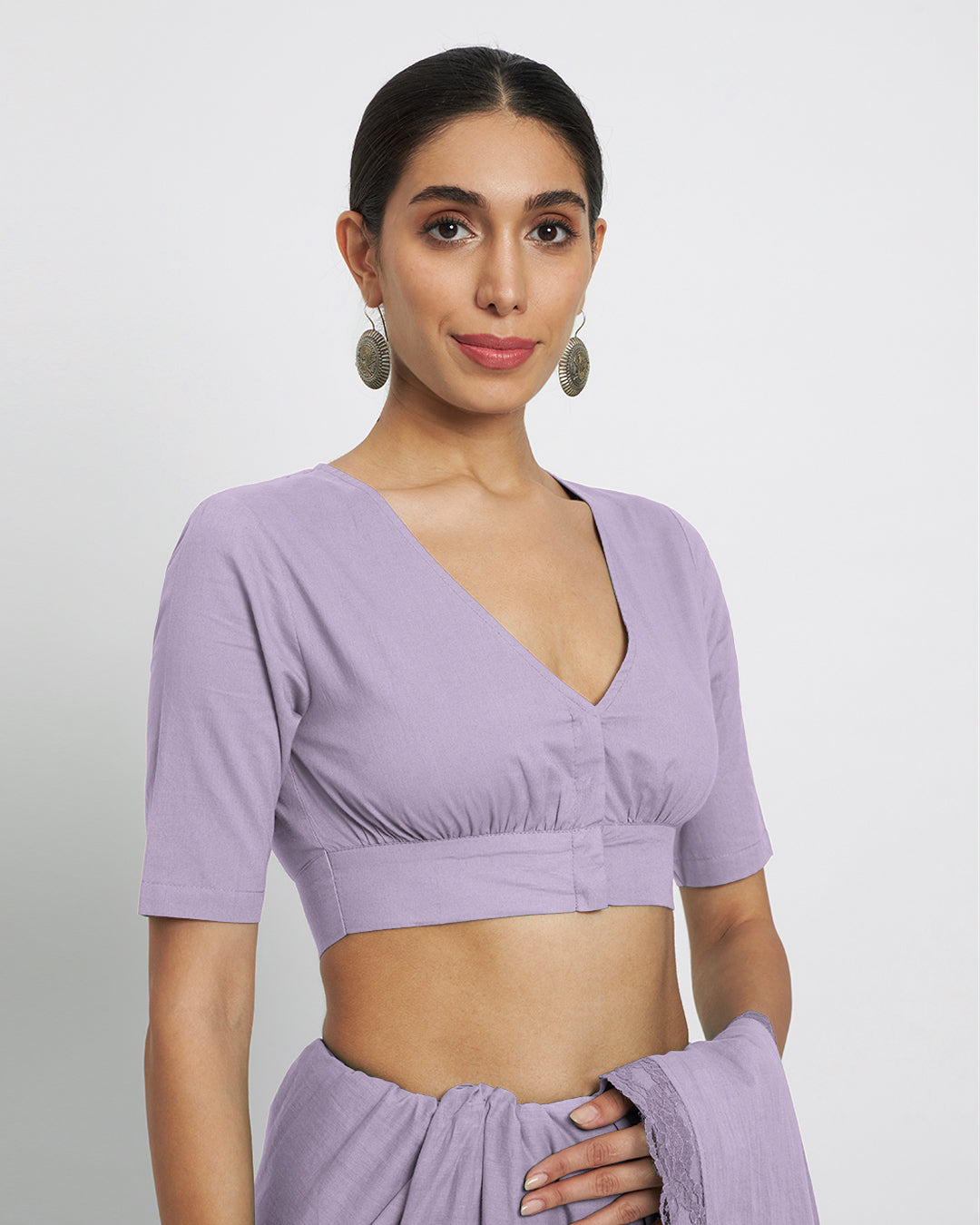 Lilac V Gathers Saree & Blouse Co-ord Set